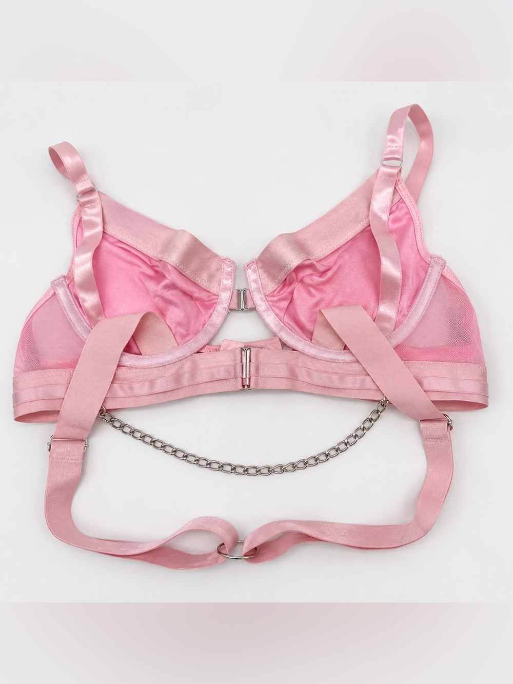 Avidlove Pink Strappy Chain Bra Harness Lingerie Bralette NWT Size Large 💕